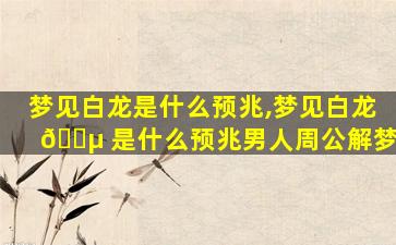 梦见白龙是什么预兆,梦见白龙 🐵 是什么预兆男人周公解梦